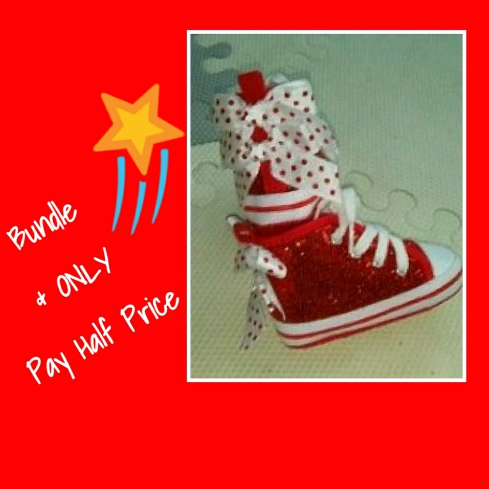 🇱🇷Absolutely Adorable Glitter Red Bow Sneakers